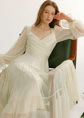 White Autumn Long Dress